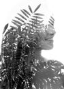 A double exposure female portrait disappearing into background Royalty Free Stock Photo