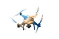 Double exposure. Hovering drone and sky with clouds. Isolated. Royalty Free Stock Photo