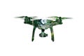 Double exposure. Hovering drone taking pictures of green trees. Royalty Free Stock Photo