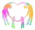 Double exposure illustration. Happy family making the heart sign Royalty Free Stock Photo