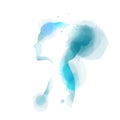 Double exposure illustration. Woman silhouette plus abstract water color painted. Digital art painting.Vector illustration Royalty Free Stock Photo