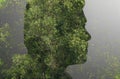 Double exposure image of man faces,multiply with trees.