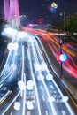 Double exposure and long exposure of Guangzhou night traffic Royalty Free Stock Photo