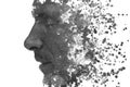 A double exposure male profile portrait combined with 3D cube pattern