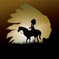 Double exposure of native american. Vector illustration decorative design Royalty Free Stock Photo