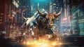 Double exposure photo with opportunity to invest in a bull marke,Ai generative