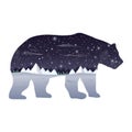 Double exposure polar bear and winter night. Vector illustration decorative design Royalty Free Stock Photo