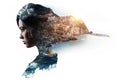 Double exposure portrait Royalty Free Stock Photo