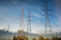 Double Exposure of Pylons in a field