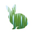 double exposure of rabbit and grass. Vector illustration decorative design