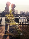 Double exposure Romantic couple