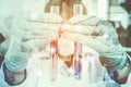 Double exposure of science experiment Royalty Free Stock Photo