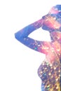 double exposure shape music energy blur neon girl