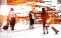 Double exposure silhouettes of passenger walking Royalty Free Stock Photo