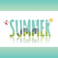 Double exposure of summer text with mountain landscape. Vector illustration decorative design Royalty Free Stock Photo