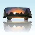 double exposure of van and nature. Vector illustration decorative design Royalty Free Stock Photo