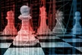 Double Exposure of White Chess on Chessboard with Bar and Line G