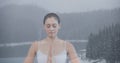Double exposure of woman meditating in nature Royalty Free Stock Photo
