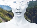 Double exposure of woman and nature landscape Royalty Free Stock Photo