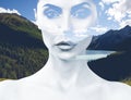 Double exposure of woman and nature landscape Royalty Free Stock Photo