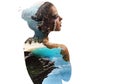 Double exposure. Woman and nature Royalty Free Stock Photo