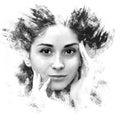 Double exposure of a young girl creative portrait. Art Dramatic Royalty Free Stock Photo