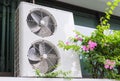 Double fan system of the air compressor unit. Royalty Free Stock Photo