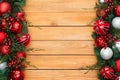 Double festive Christmas border on cedar Royalty Free Stock Photo