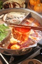 Double flavor hot pot Royalty Free Stock Photo