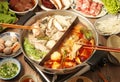 Double flavor hot pot Royalty Free Stock Photo