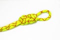 Double Flemish loop or figure eight 8 knot or spider hitch use for attaching rope to climbing harness and create a Royalty Free Stock Photo