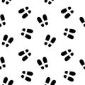 Double footprints shoes black vector seamless pattern Royalty Free Stock Photo