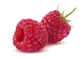 Double fresh raspberry on white background