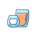 Double glass cups RGB color icon