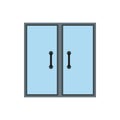 Double glass door icon, flat style