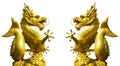 Double golden dragon statue