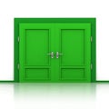 Double green closed door detail 3D