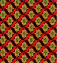 Double green leaf or flower in black and red square