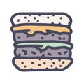 double hamburger color vector doodle simple icon