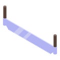 Double hand saw icon, isometric style