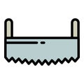 Double hand saw icon outline vector. Work carpenter