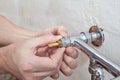 Double handle kitchen faucet repair, plumber hands replacing va