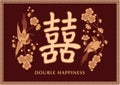 Double Happiness Symbol with Two Birds Royalty Free Stock Photo