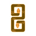 Double-headed snake symbol. Serpentine animal, modern geometric design element, creative stylized curved shape. Twisted