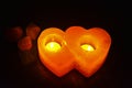 Double Heart Candle Handler Ã¢â¬â Himalayan Salt Royalty Free Stock Photo