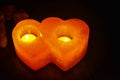 Double Heart Candle Handler Ã¢â¬â Himalayan Salt Royalty Free Stock Photo