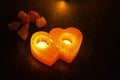 Double Heart Candle Handler Ã¢â¬â Himalayan Salt Royalty Free Stock Photo