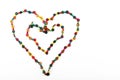 Double heart shaped colorful beads necklace isolated on white