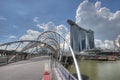 Double Helix Bridge to Marina Bay Sands Royalty Free Stock Photo