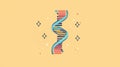 The double helix of DNA particle wave on a yellow background. Big data biological, molecule, Technology. Minimal and flat design Royalty Free Stock Photo